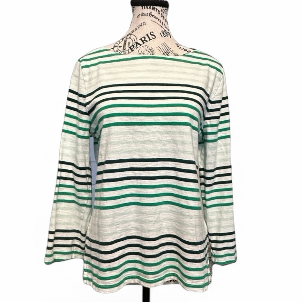 J. Crew Green Striped Top